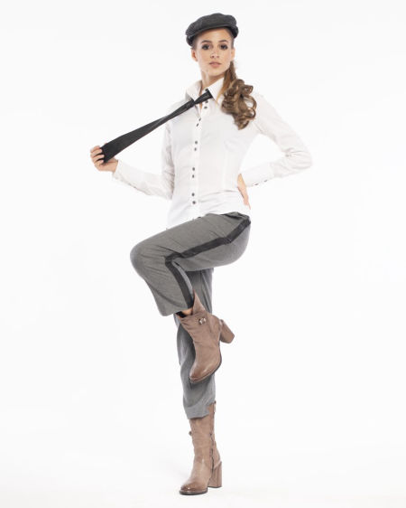 222004 Spodnie Ze Skórzanym Lampasem Gray