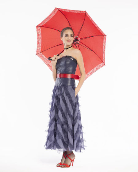 222011 Sukienka Ze Skórzanym Gorsetem Violet