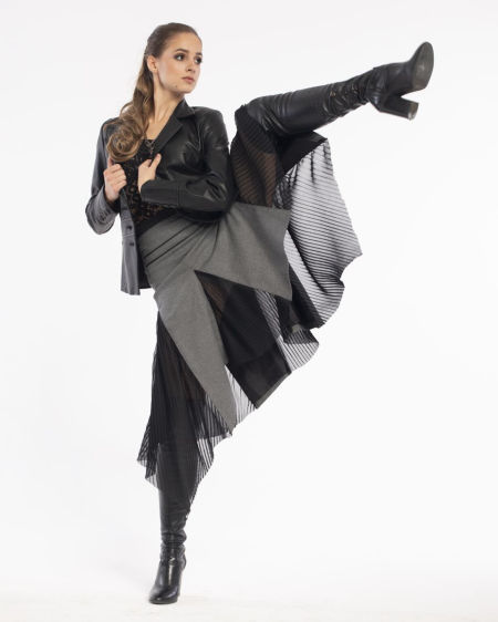 218009 Spódnica Z Godetami Gray