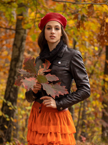 223017 Beret Skórzany Red