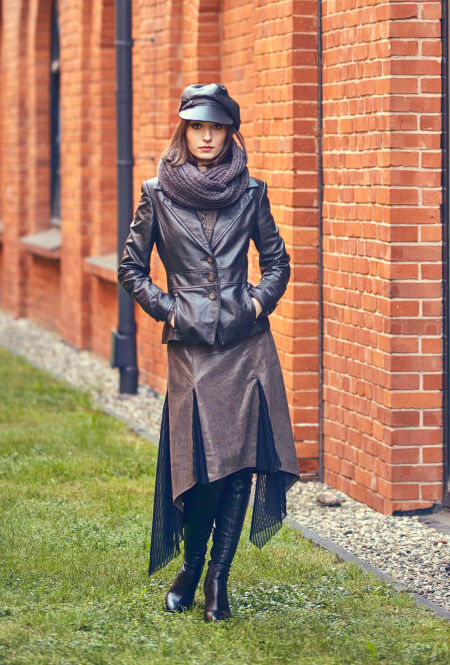 218004 Skórzany Kaszkiet Brown