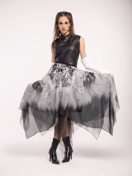 223014 Asymetryczna Sukienka Black & White