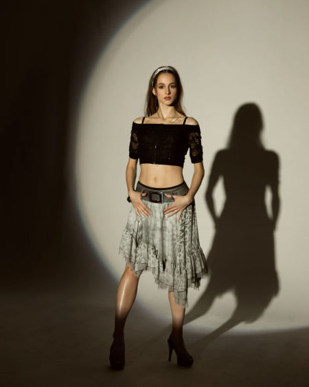 123002 Spódnica Asymetryczna Z Jedwabiu Gray