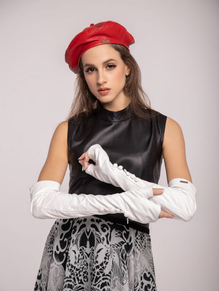 223000 Skórzane Mitenki Operowe Cream