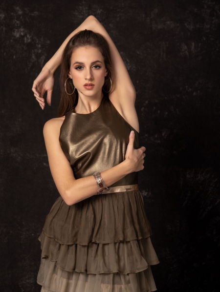 223003 Jedwabna Sukienka Ombre